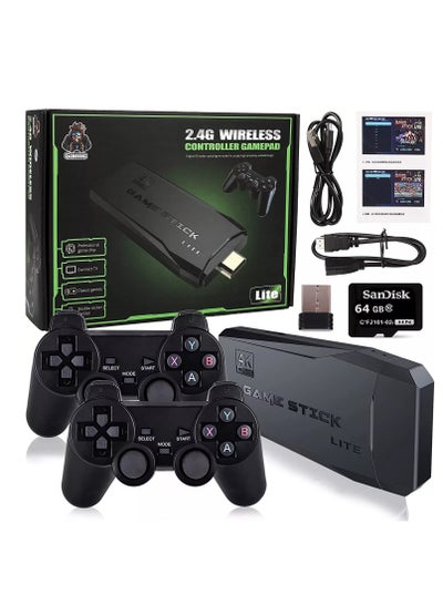 Buy GameStick 2.4G Wireless Controller Gamepad Console Stick Plug and Play Video Game Stick with 9 Classic Emulators 4K High Definition HDMI Output for TV with 2 Wireless Controllers - 64GB in UAE