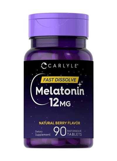 Buy Carlyle Melatonin 12 mg Fast Dissolve 90 Tablets Nighttime Sleep Aid Natural Berry Flavor Vegetarian Gluten Free in UAE