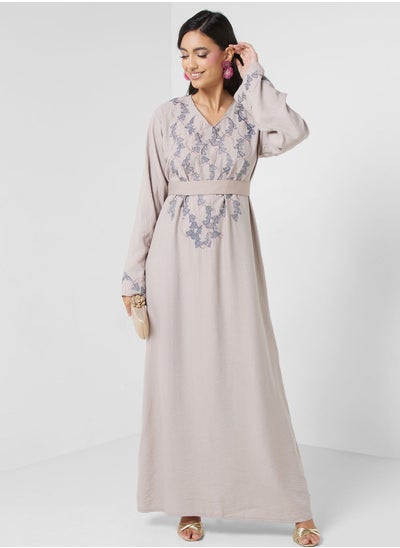 اشتري Embroidered Belted Jalabiya في الامارات