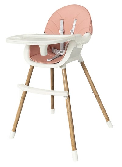 Buy Baby High Chair Portable Baby Feeding Chair with Lockable Universal Wheels & Replaceable Cushion Convertible HighChairs for Babies and Toddlers Infant Dining Booster Set Pink in Saudi Arabia