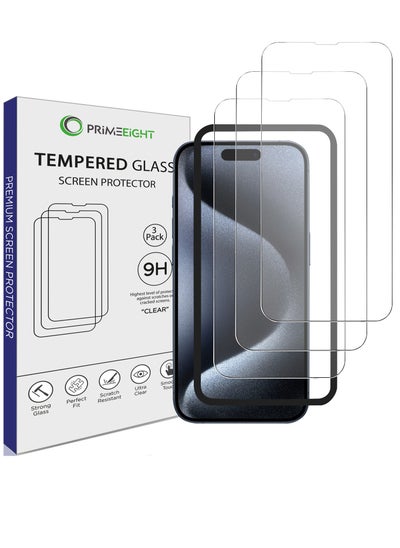 Buy [ 3 PCS ] iPhone 15 Pro Screen Protector 6.1 Inch Display Ultra Thin 9H Hardness Tempered Glass iPhone 15 Pro Easy to Install HD Clear Screen Protector in Saudi Arabia