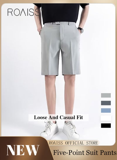 Buy Men Slim Fit Dress Shorts with Relaxed Drape and Casual Business Style Perfect for a Light Business or Casual Look Solid Color Design Ideal for Work School or Daily Commute in Saudi Arabia