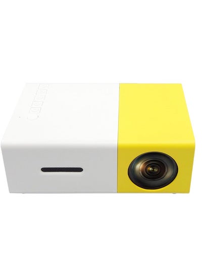 Buy Portable Projector LCD Mini Portable 400-600LM 1080P LED Projector Home Cinema Theater USB SD HDMI Manual And Remote Control Operated(White/Yellow) in UAE