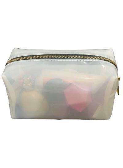 Buy Brand Stores Makeup Transparent PVC Organizing Clutch Bag - White in Egypt