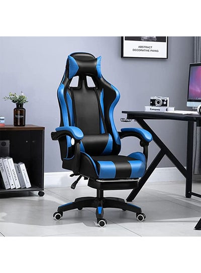 Buy Gaming Chair Office Chair， High Back Computer Chair with Footrest and Lumbar Support， Ergonomic Chair with 360°-Swivel Task Chair (Blue+Black) in UAE