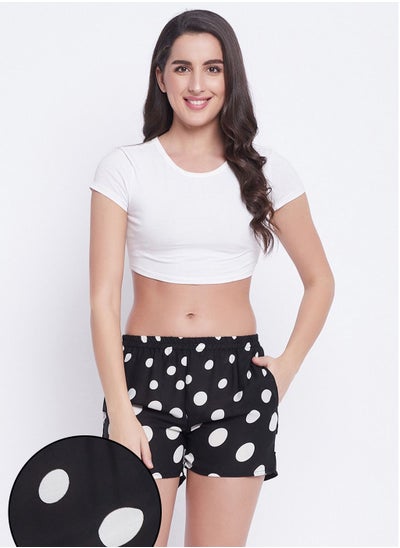 اشتري Clovia Polka Dot Boxer Shorts in Black - Crepe في الامارات