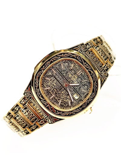 Buy Men's Stainless Steel  Watch Vintage Relief Gold and Black in Saudi Arabia