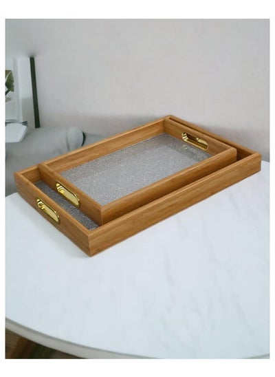 Buy A set of serving trays with a modern design, two pieces in Saudi Arabia