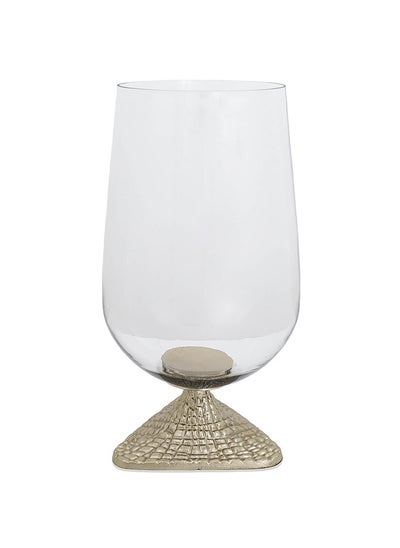 Buy Waltz Candle Holder, Clear & Gold - 18x33 cm in UAE