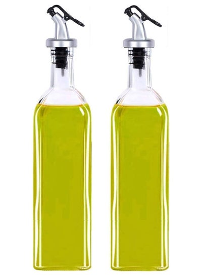 Buy Leak-Proof Glass Oil Dispenser - BPA-Free, Perfect For Olive Oil, Vinegar & Condiments - Ideal For Kitchen, Bbq, Camping & Picnics (2 Bottles) in Saudi Arabia