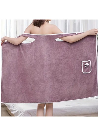 Buy 1Piece Wearable Bath Towel Bowknot Coral Velvet Bath Skirt For Adults Water Absorption Quick Drying Bath Towel in Saudi Arabia