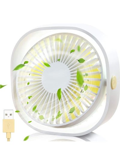 اشتري Small Personal USB Desk Fan,3 Speeds Portable Desktop Table Cooling Fan Powered by USB,Strong Wind,Quiet Operation,for Home Office Car Outdoor Travel（white） في السعودية