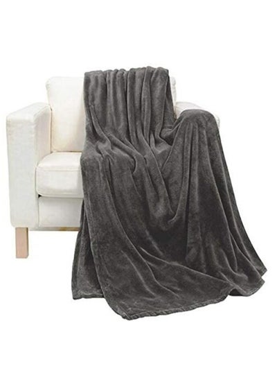 Buy Soft Flannel Fleece Blanket, Dark Gray, Single Size, 200 * 160 cm in UAE