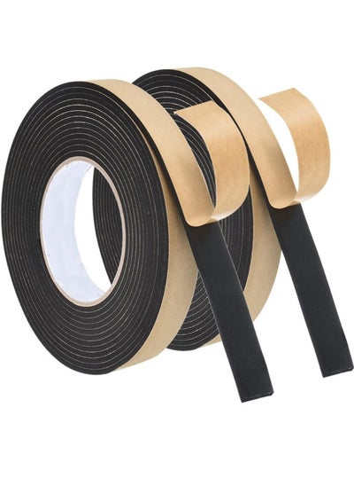 Buy 2 Roll High Density Foam Weather Stripping, 10m Door Seal Strip Insulation Tape Roll for Insulating Door Frame, Window, Air Conditioner, Self Adhesive Sealing Weatherstrip, 20mm Wide 1mm Thick in UAE