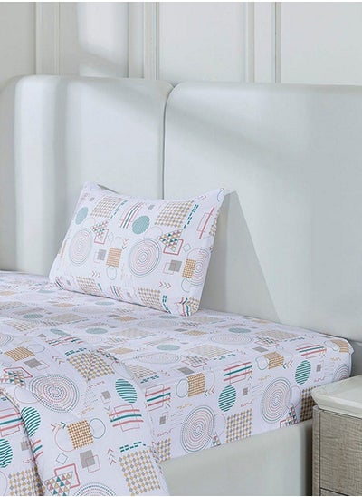 Buy Amity Single Fitted Sheet Set, Multicolour – 210 TC, 120x200+30 cm in UAE