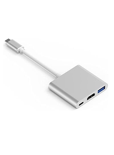Buy USB Type-c to HDMI 4K + USB 3.0 Standard + PD Charging Port 3 in 1 Adapter(Silver) in UAE
