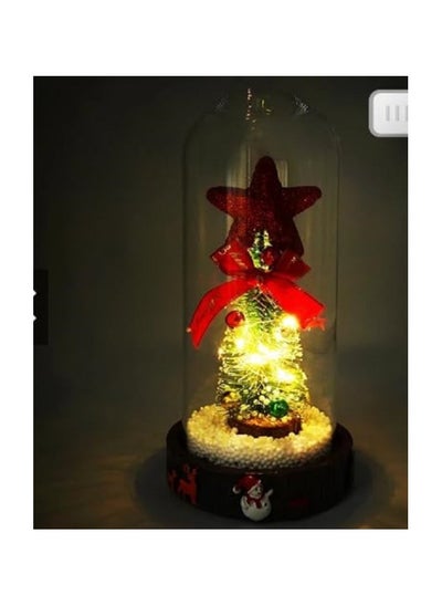 Buy Tabletop Christmas Tree Gifts, Glass Dome Christmas Tree, Christmas Decorations, Mini Christmas Trees with LED Lights in Egypt