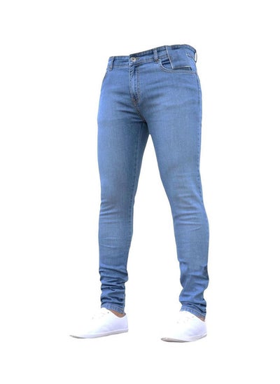 Buy Solid Skinny Fit Jeans Light Blue in Saudi Arabia