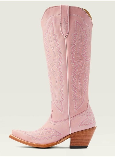 Buy Cowboy Boots For Women Western Embroidered Cowgirl Boots Chunky Heel Wide Tube Boots Pull on Pointy Toe Vintage Boots Pink in Saudi Arabia