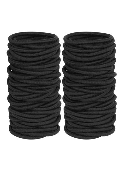 اشتري 120 Pieces Black Hair Ties for Thick and Curly Hair Ponytail Holders Hair Elastic Band for Women or Men 4mm في الامارات