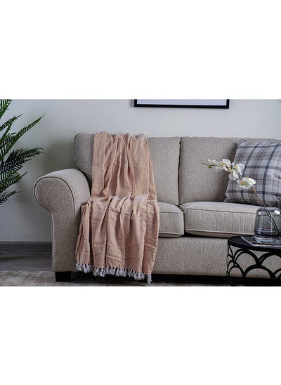 Buy Herringbone Textured Throw 127X152Cm - Ochre in UAE