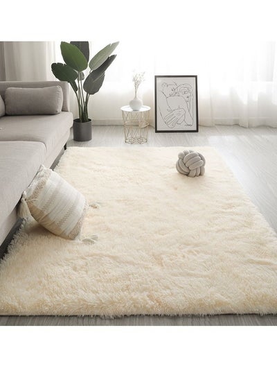 Buy Modern Wool Fluffy Floor Mat Carpet with Anti slip High Pile Bottom with Upgraded Foam (Size 120×160CM) in UAE