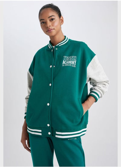 Buy Oversize Fit Sweat Bomber Cardigan in Saudi Arabia