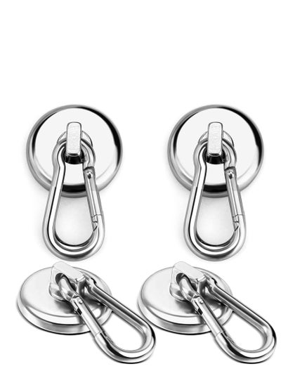 Buy 4 Pack Carabiner Magnetic Hooks 100LBS Strong Heavy Duty Neodymium Magnet with Swivel Hook Great for Your Kitchen Refrigerator and Other Surfaces Silvery in UAE