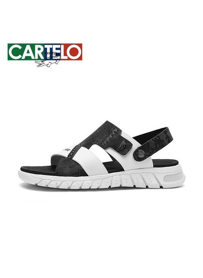 اشتري New CARTELO Genuine Leather Open Toe Sandals Top Layer Leather Summer Slippers في الامارات