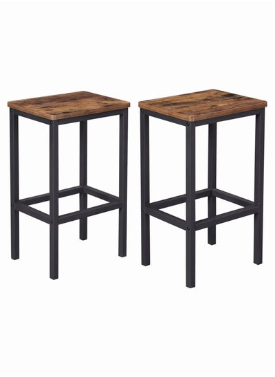 Buy Bar Stools, Set of 2 Bar Chairs, Kitchen Breakfast Bar Stools with Footrest, Industrial in Living Room, Party Room, Easy Assembly, Rustic Brown and Black in Saudi Arabia