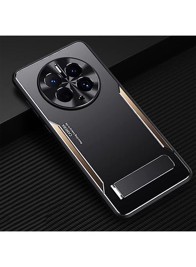 Buy HuHa Case Cover Compatible For Huawei Mate 50 Pro Blade Series TPU + Titanium Alloy with Holder Phone Case Black Gold in UAE