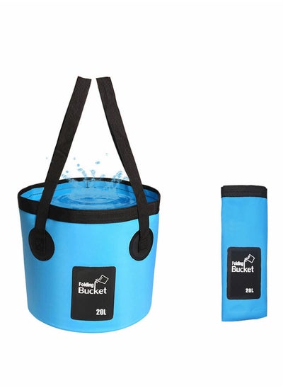 اشتري Collapsible Bucket, 5 Gallon Container Folding Water Bucket Portable Wash Basin Water Container Fishing Bucket for Travelling Camping Hiking Fishing Gardening Car Washing في الامارات