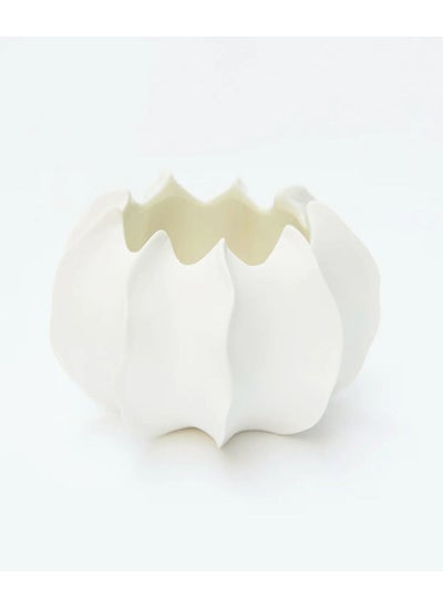 اشتري Modern Design Handmade Unique Luxury Quality For The Perfect Stylish Home Candle Vase Matte White Round Made of Porcelain في الامارات