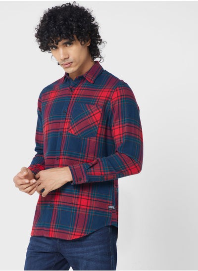 اشتري Flap Pockets Regular Fit Checked Shirt في الامارات