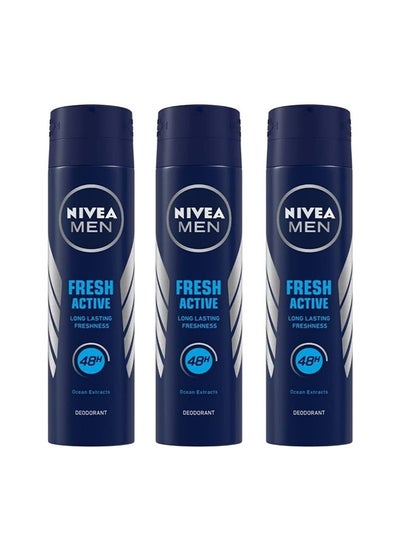 Buy Fresh Active Deodorant Spray 150ml Pack of 3 in UAE