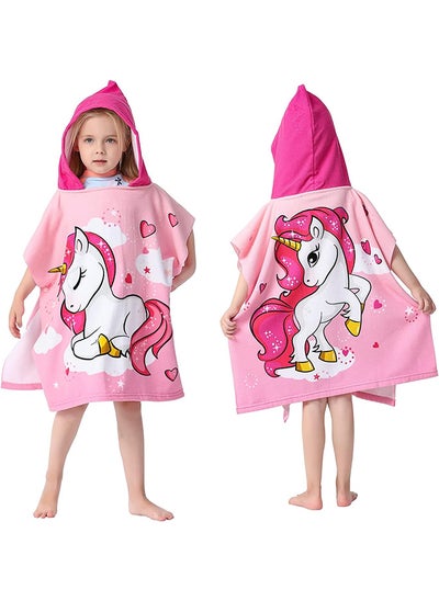 Buy Children's Bath Towel,Hooded Bath Towel for 1-6 Years,Microfiber Bath Towel,Soft Poncho Bathrobe,Suitable for Swimming/Beach/Bathing(Pink) in Saudi Arabia