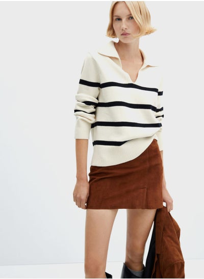 Buy V-Neck Striped Sweater in UAE