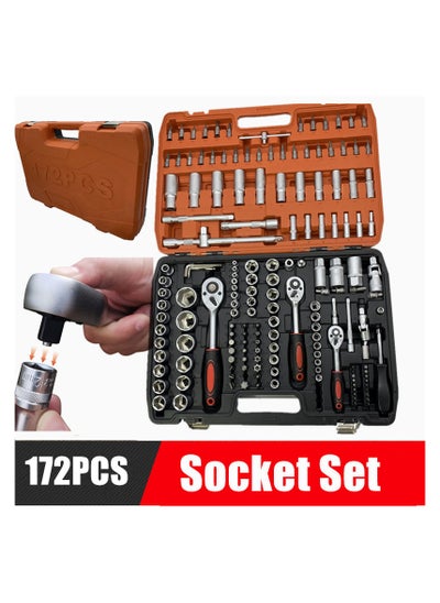 Buy Professional 172PCS Ratchet Socket WrenchTool Kit 1/2" 1/4" 3/8" Repair Tool Set in Saudi Arabia