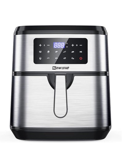 Buy New Love Air Fryer 1600W Motor 9.2L Capacity with Touch Screen for Less-oil Grilling Frying Baking and Roasting-Silver‎ Black in UAE