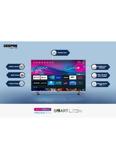 Buy 65" VIDAA Professional 4K Ultra HD Smart TV with Frameless Design,Smart Voice Control,Remote Control,Wifi,BT, Screen Sharing, HDMI & USB Ports,Licensed Contents & Pre-Installed Apps,Dolby Digital in Saudi Arabia