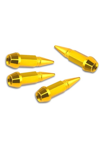 اشتري 4 Pcs Car Wheel Tire Valve Caps, Spiked Aluminum Valve Stem Caps, Attractive Dustproof Car Accessories, Universal for Most Vehicles (Gold, 45mm) في السعودية