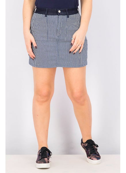 اشتري Women Stripe Mini Skirt. Indigo and White في السعودية