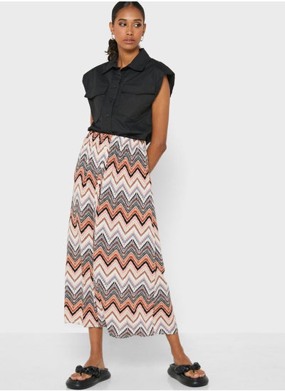 Buy High Waist Printed Skirt in UAE