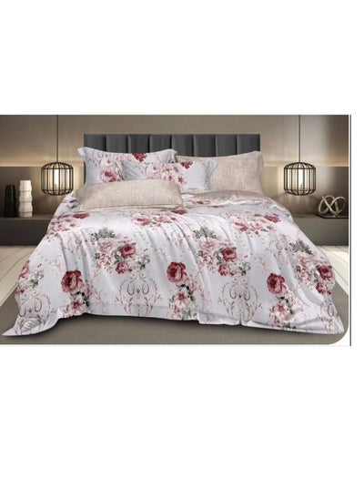 Buy Embrace King Comforter Comforter set 6pcs set glazed cotton King size 1-PC fitted bedsheet 200 * 200cm,1-PCS Comforter 220 * 240 fixed, 4PCS Super Soft Pillowcases in UAE