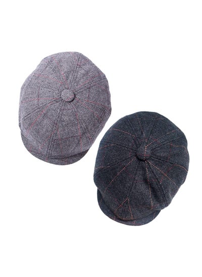 اشتري 2 Pack Newsboy Hats for Men Classic 8 Panel Wool Blend Gatsby Ivy Hat في الامارات