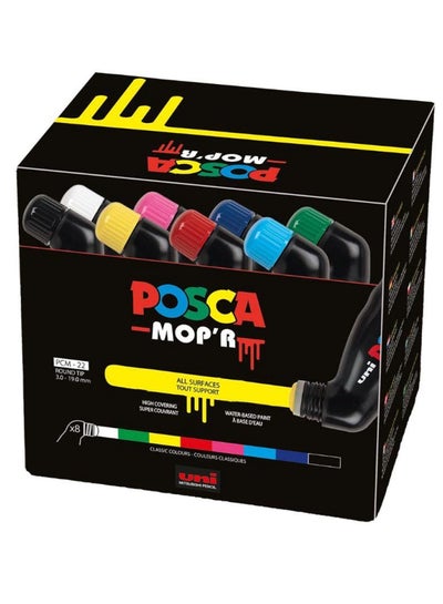 Buy Posca MOP’R PCM-22 Multi Surface Permanent Paint Marker, XXL Round Tip 3-19 mm, Box of 8 Assorted in UAE