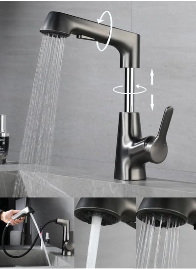 Buy Kitchen Faucets with Pull Down Sprayer Adjustable Height Kitchen Tap with 2 Modes Single Handle Kitchen Sink Faucet Watersaving Kitchen Mixer Commercial Modern Pull-Out Faucet for Kitchen Sink in Saudi Arabia