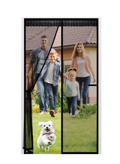 Buy Magnetic Screen Door, Anti Mosquito Mesh Fly Curtain, Magnetic Top-to-Bottom Seal Snaps Shuts Automatically, Keep Fresh Air in & Bugs Out (100x200CM,Black) in UAE