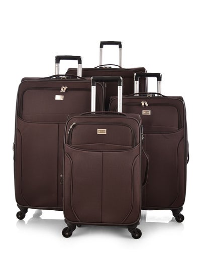 اشتري New Travel Luggage Fabric Trolley 4 Piece Set Size 20/24/28/32 Inch 9932/4P Brown في السعودية