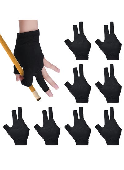 Buy 8 Pcs 3 Fingers Pool Gloves Billiard Cue Shooter Anti Skid Glove Left and Right Hand Shooters Snooker Sport for Women Men Accessories in UAE